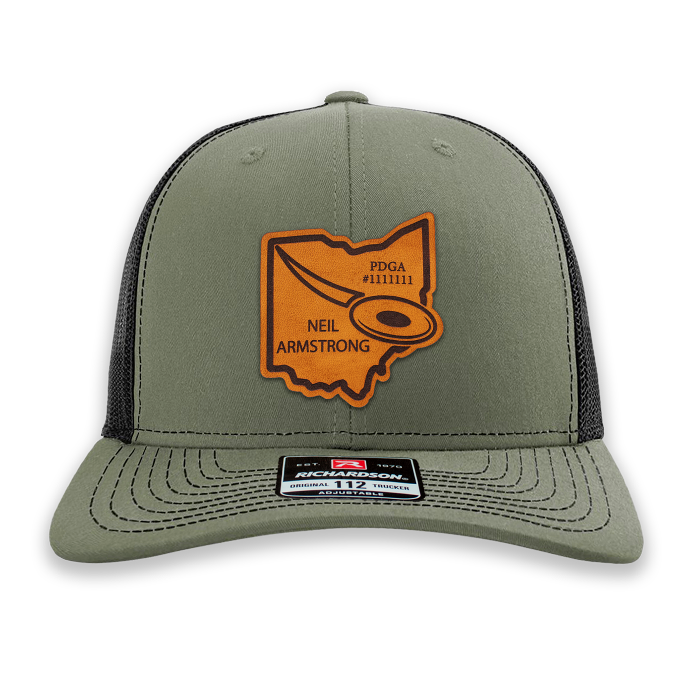 Custom Leather State Player Number Disc Golf Hat