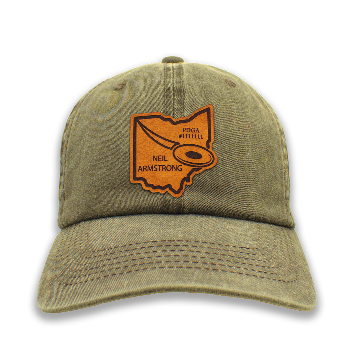Custom Leather State Player Number Disc Golf Hat