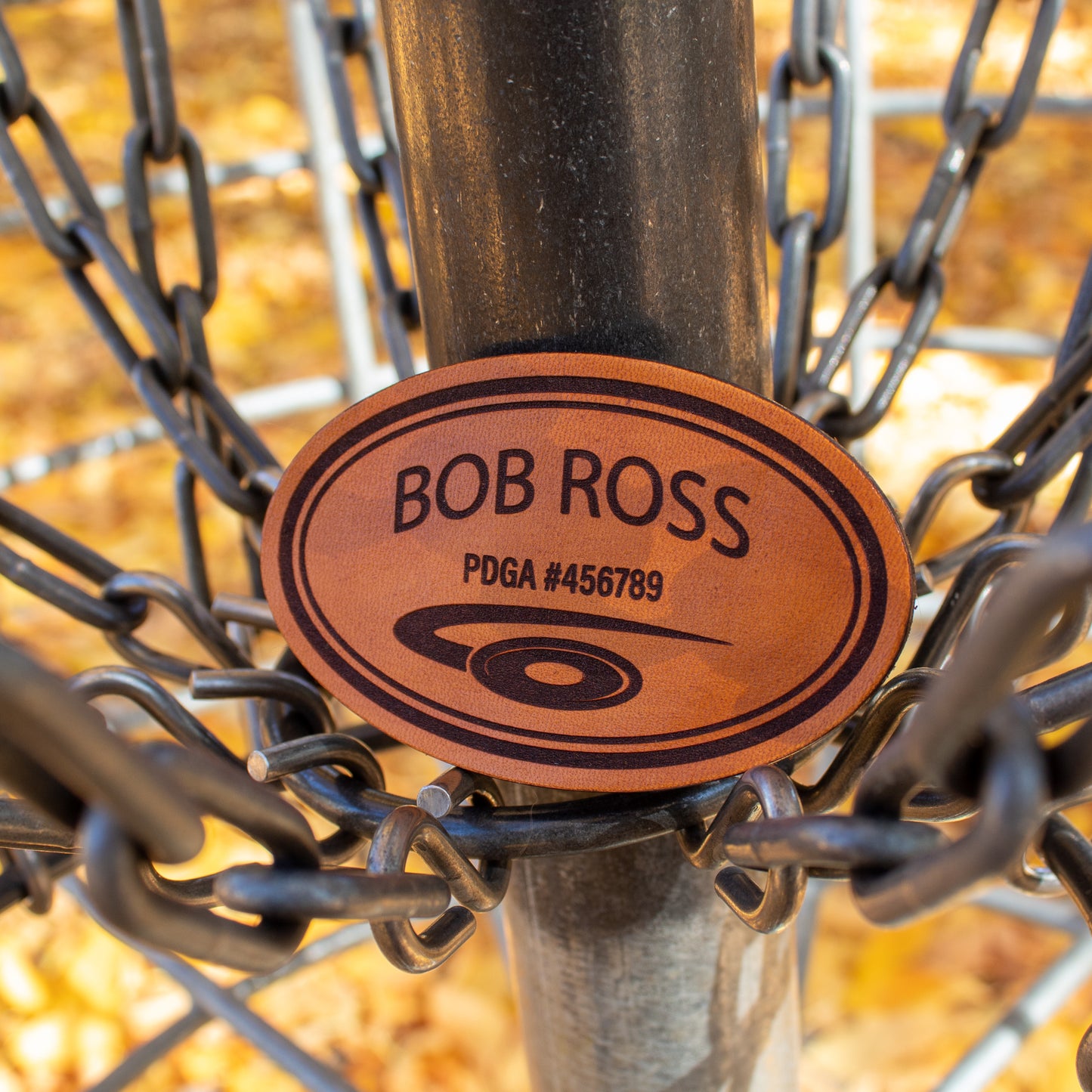 Engraved Leather Disc Golf Player Badge - Disc Golf Patch