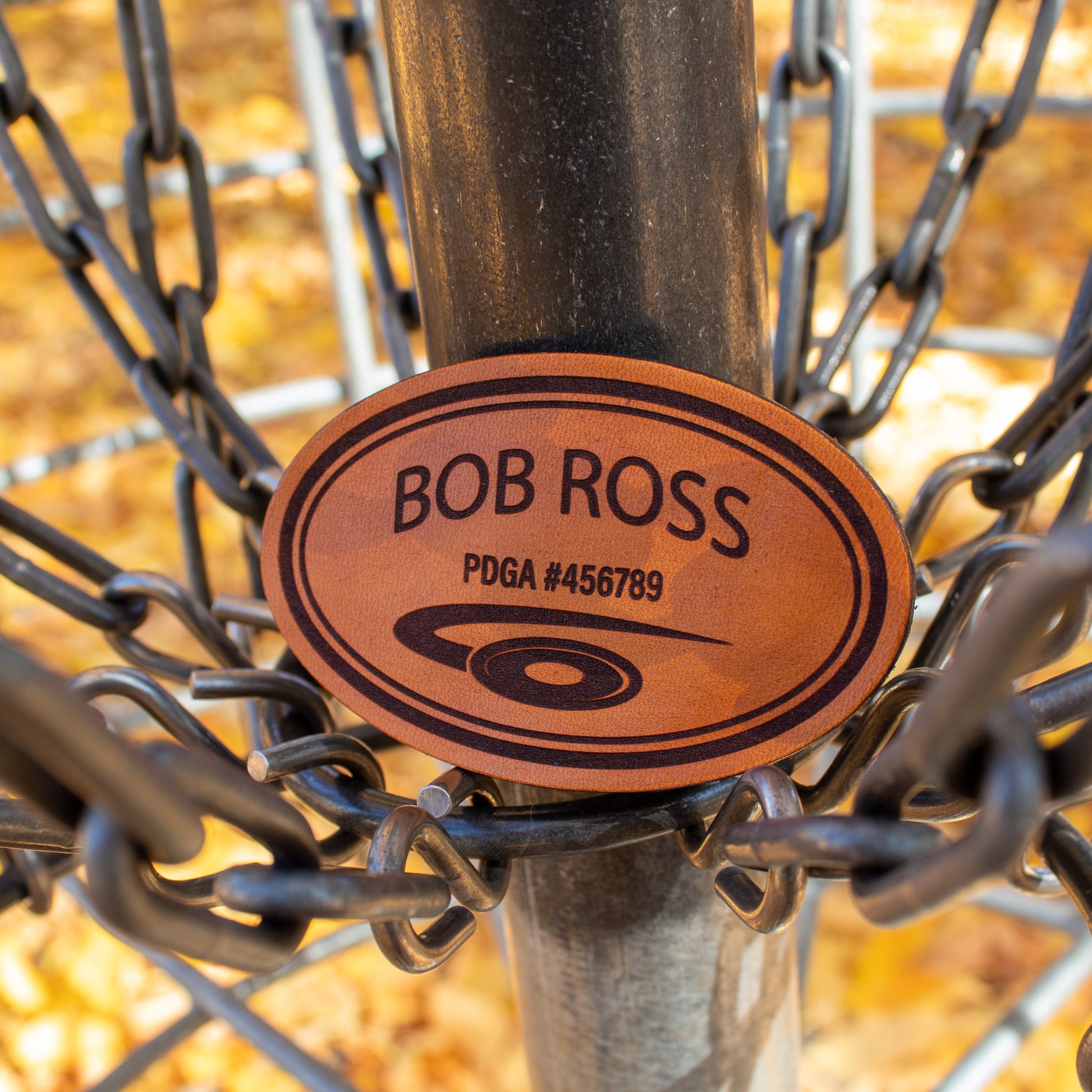 Engraved Leather Disc Golf Player Badge - Disc Golf Patch