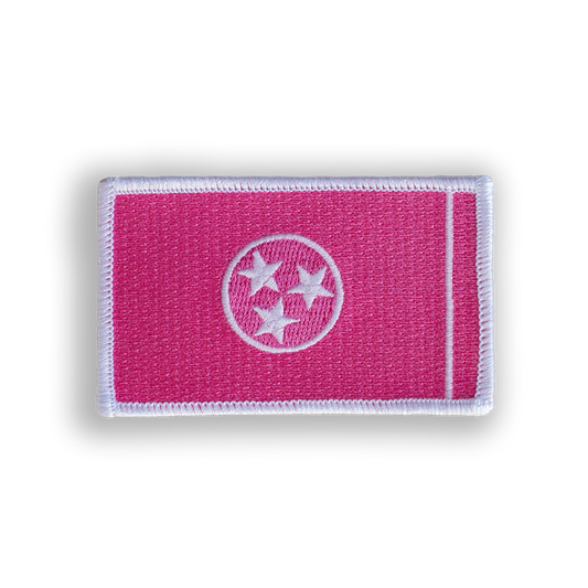 Pink Tennessee State Flag Disc Golf Patch - Iron-on, velcro, peel & stick