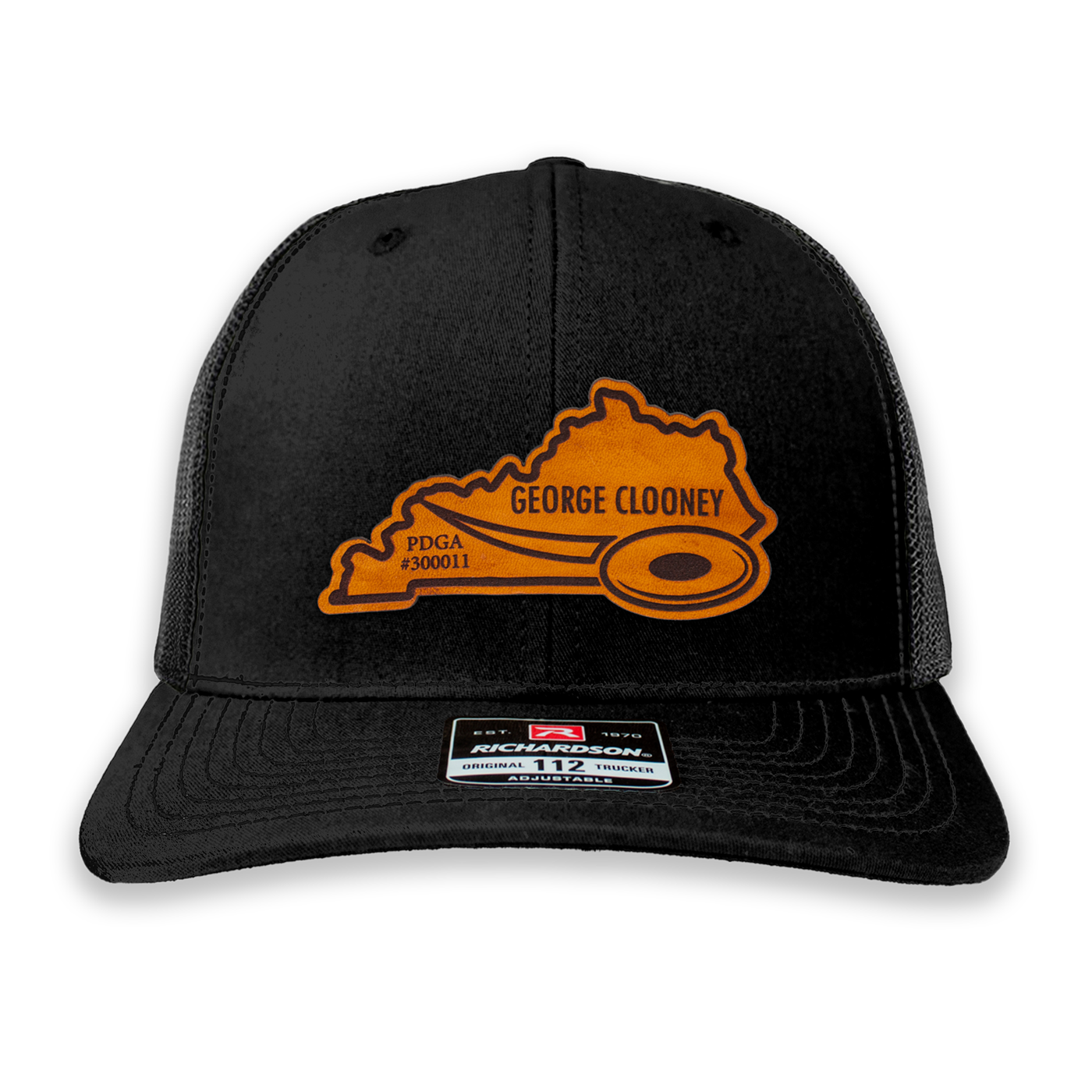 Custom Leather State Player Number Disc Golf Hat