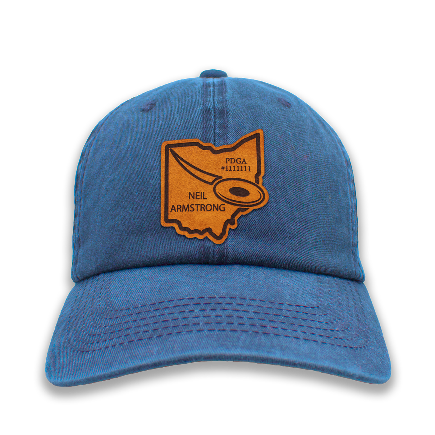 Custom Leather State Player Number Disc Golf Hat