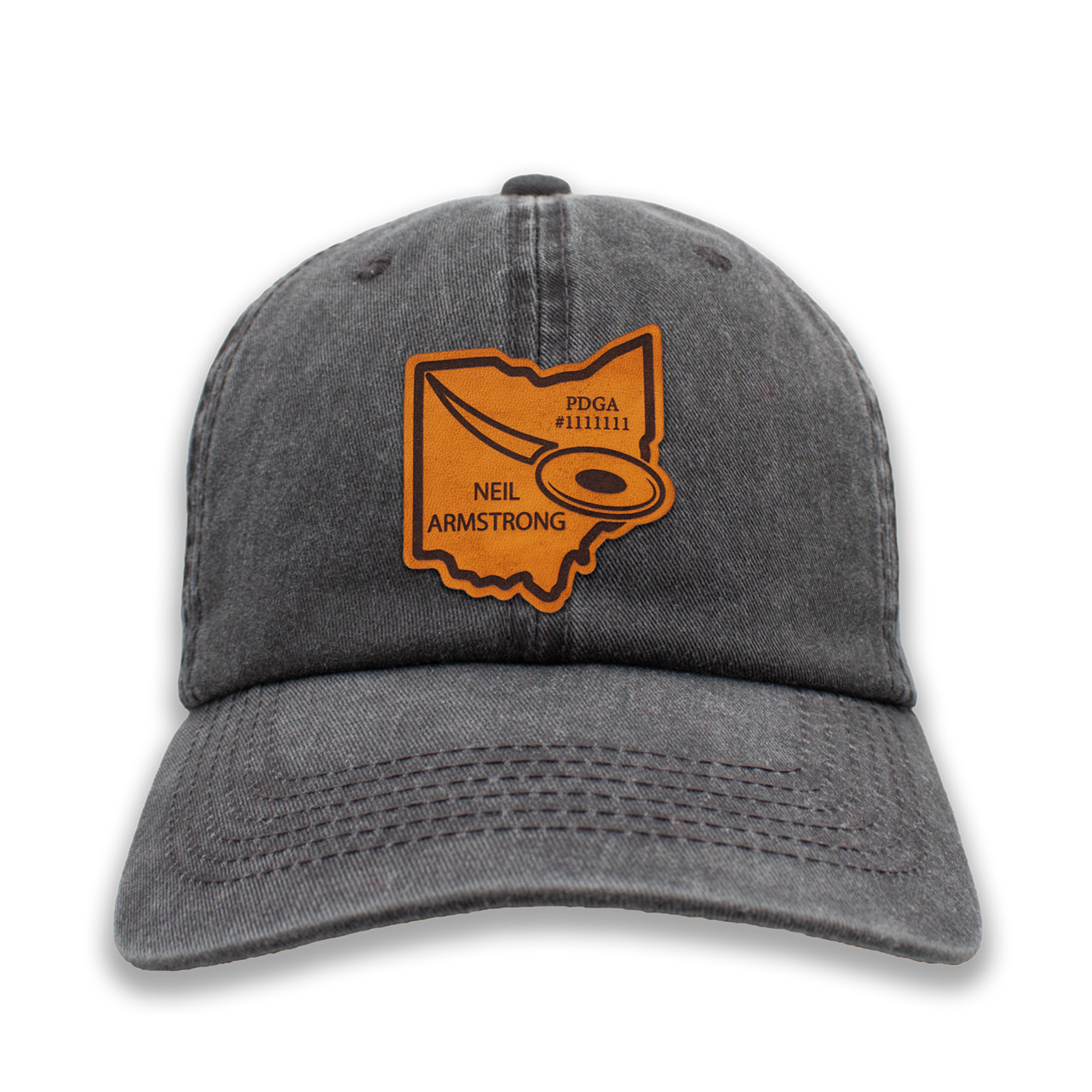 Custom Leather State Player Number Disc Golf Hat