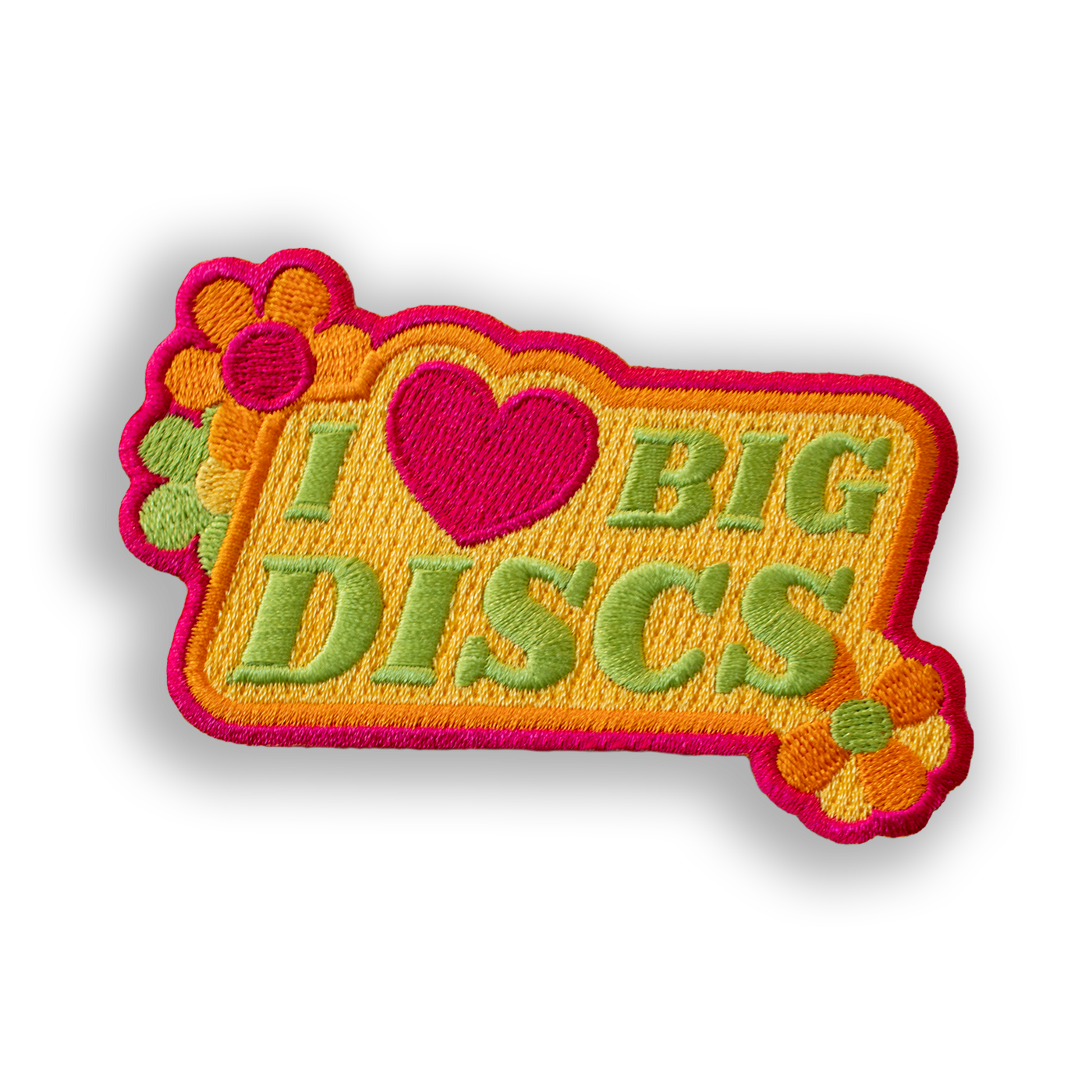 I Love Big Discs - Disc Golf Patch - Iron-on, velcro, peel & stick