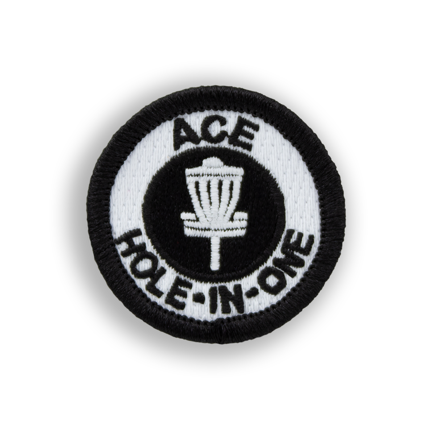 Black & White Ace Disc Golf Patch - Iron-on, velcro, peel & stick