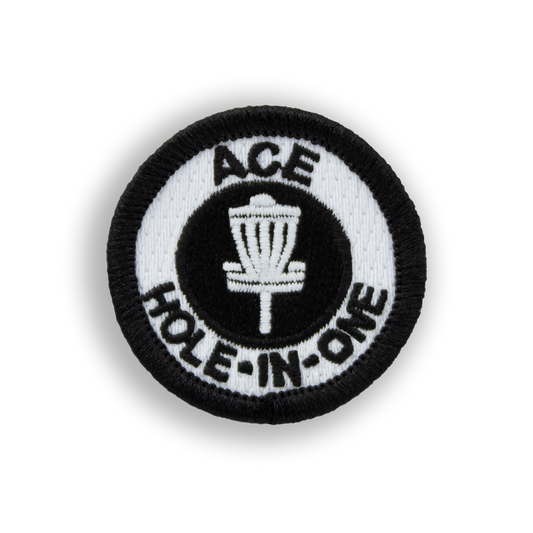 Black & White Ace Disc Golf Patch - Iron-on, velcro, peel & stick