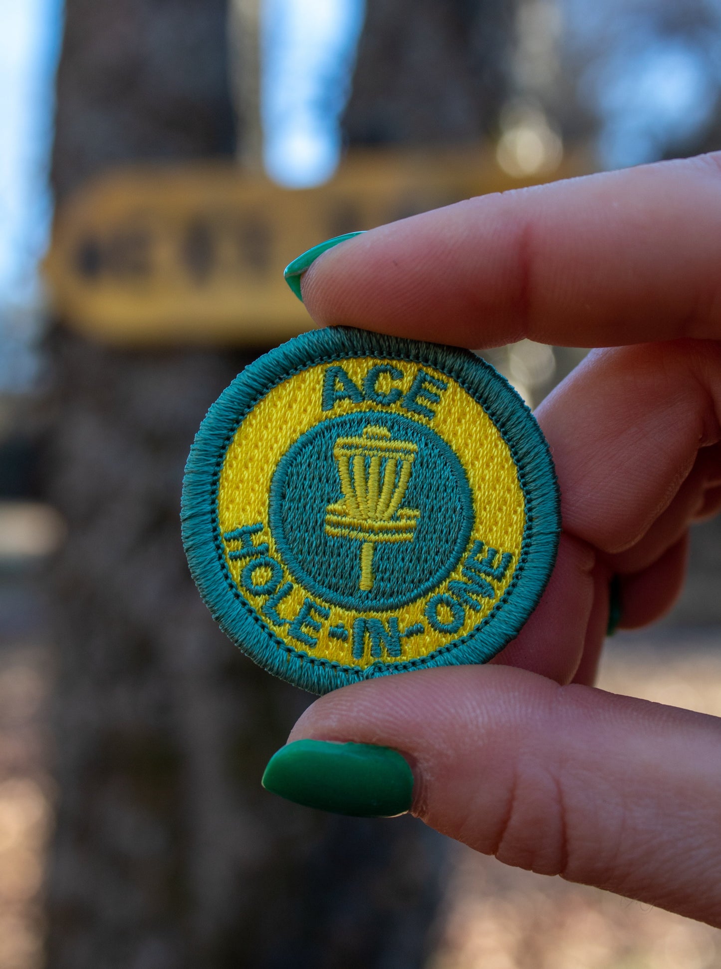 Yellow Ace Hole-in-One Disc Golf Patch - Iron-on patch