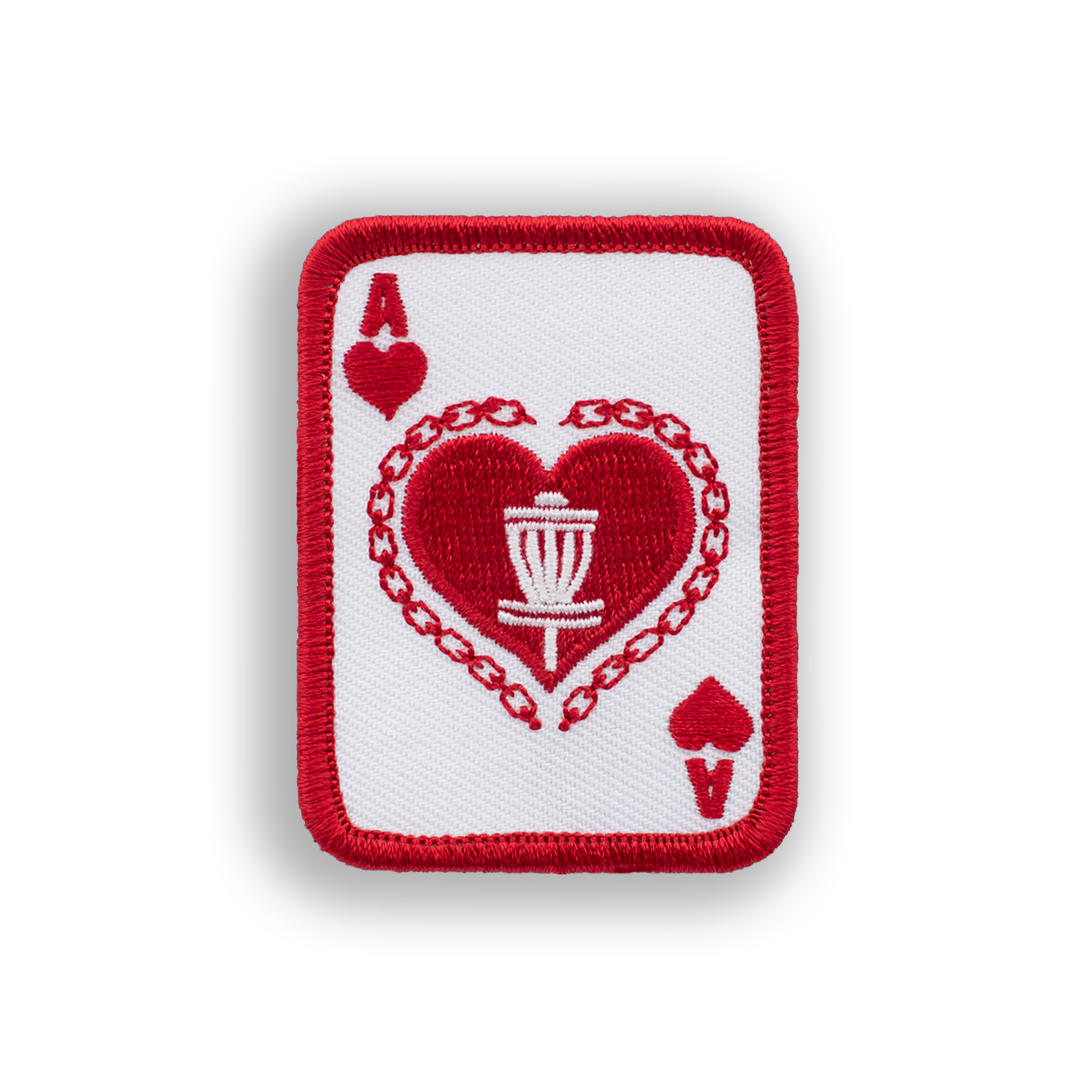 Ace of Hearts Disc Golf Patch - Iron-on, velcro, peel & stick