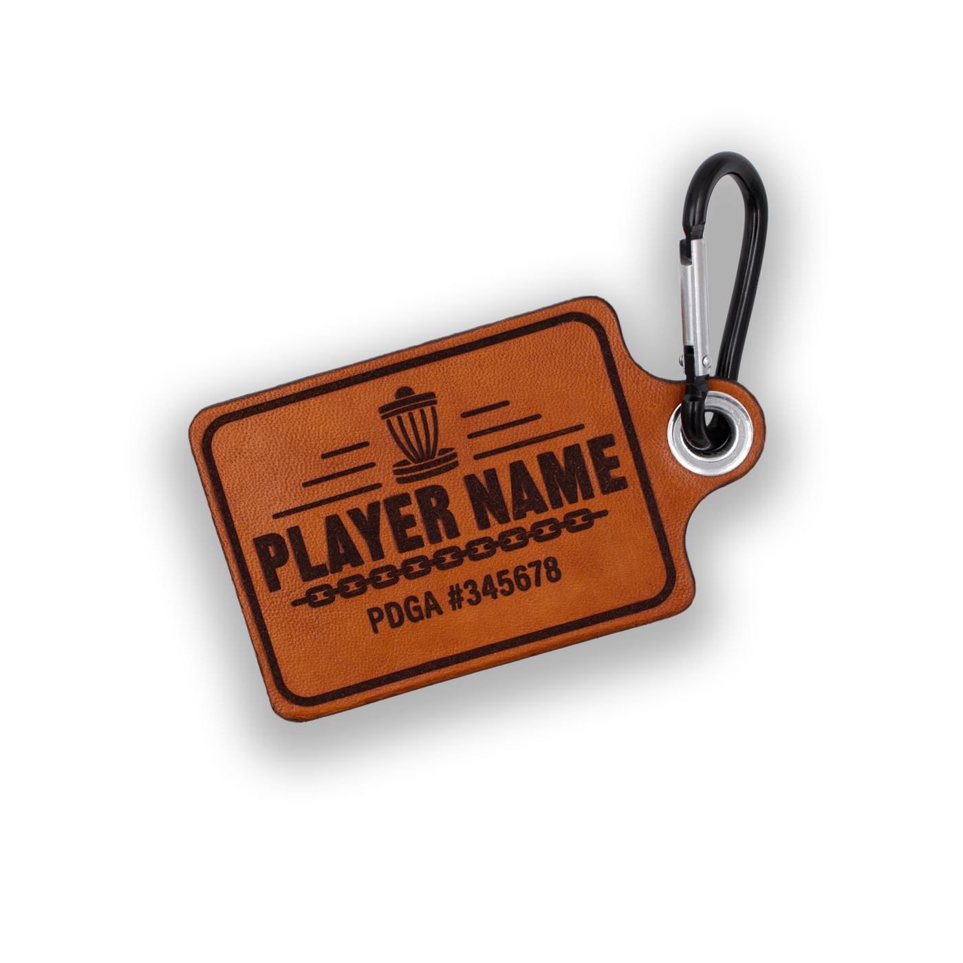 Custom Leather Disc Golf Bag Tag - PDGA Player Number