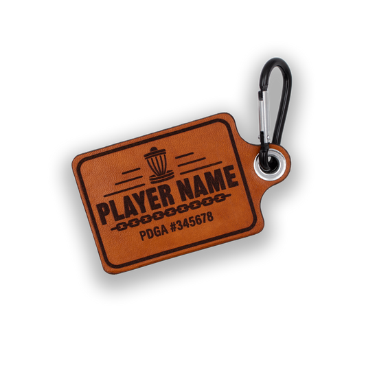 Custom Leather Disc Golf Bag Tag - PDGA Player Number