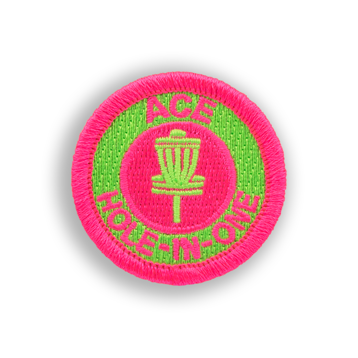 Pink Ace Disc Golf Patch - Iron-on, velcro, peel & stick