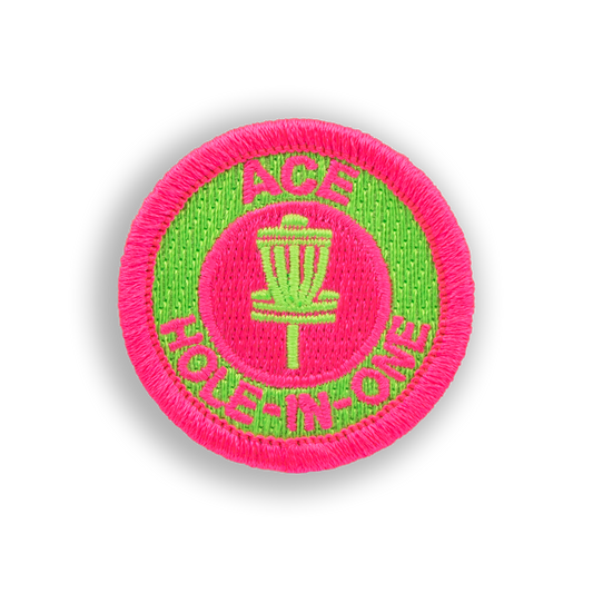 Pink Ace Disc Golf Patch - Iron-on, velcro, peel & stick