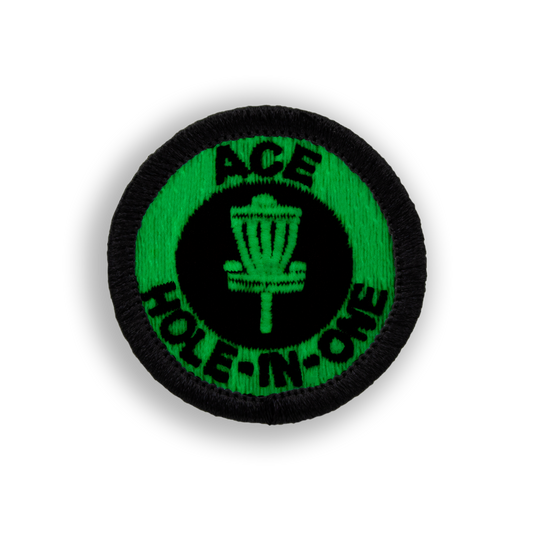 Glow in the Dark Ace Disc Golf Patch - Iron-on, velcro, peel & stick