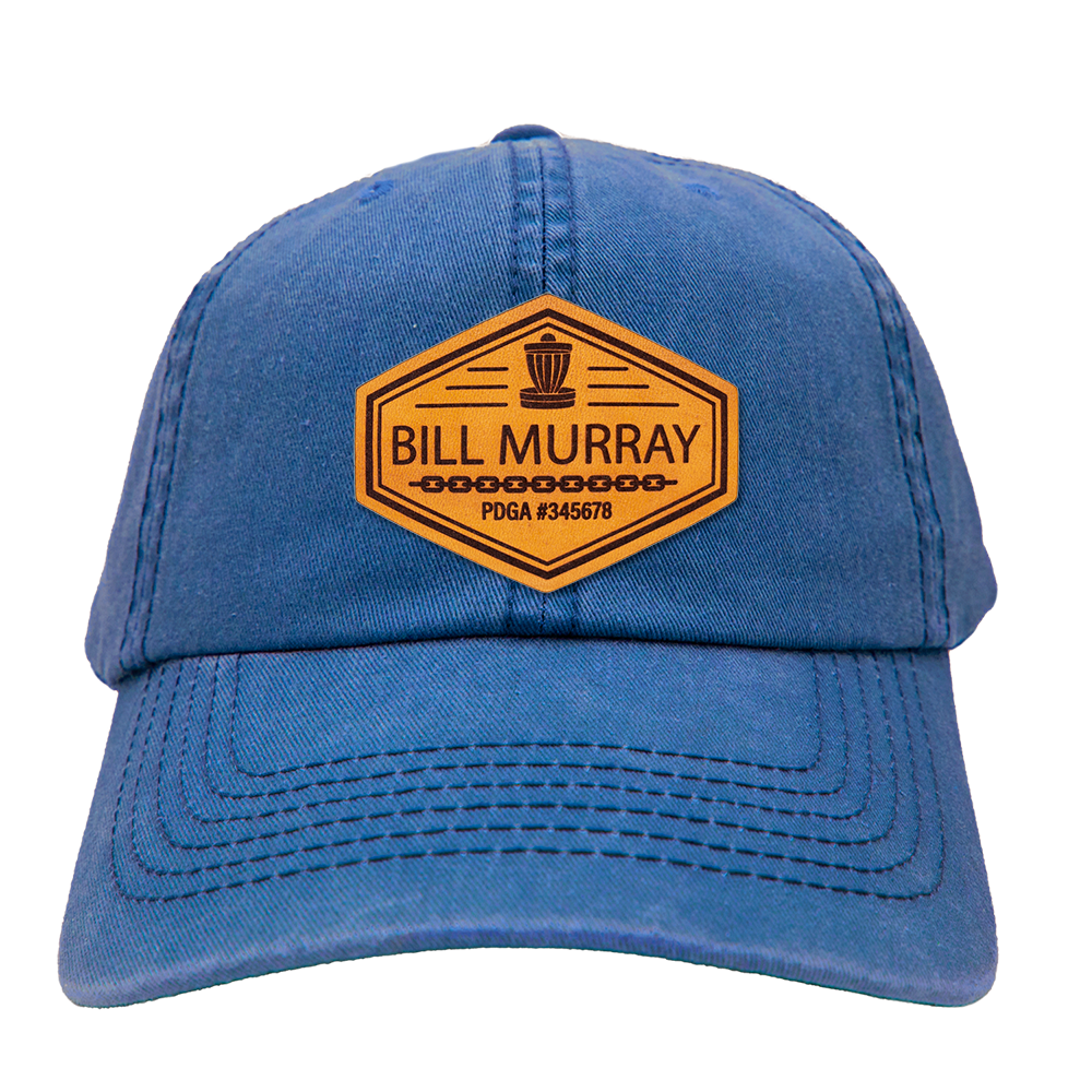 Custom Leather Disc Golf Hat - PDGA Player Badge - Denim Ballcap