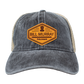 Custom Leather Disc Golf Hat - PDGA Player Badge - Charcoal and Tan Trucker Hat