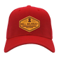 Custom Leather Disc Golf Hat - PDGA Player Badge - Red Ballcap