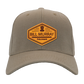 Custom Leather Disc Golf Hat - PDGA Player Badge - Tan Ballcap