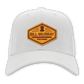 Custom Leather Disc Golf Hat - PDGA Player Badge - White Ballcap