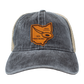 Custom Leather State Disc Golf Hat - PDGA Player Badge - Gray & Tan Trucker Hat