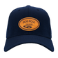 Custom Engraved Leather Disc Golf Hat - PDGA Player Badge - Navy ballcap