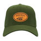 Custom Engraved Leather Disc Golf Hat - PDGA Player Badge - Olive ballcap