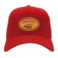 Custom Engraved Leather Disc Golf Hat - PDGA Player Badge - Red ballcap