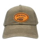 Custom Engraved Leather Disc Golf Hat - PDGA Player Badge - Soft-fit tan ballcap