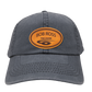 Custom Engraved Leather Disc Golf Hat - PDGA Player Badge - Soft-fit charcoal ballcap