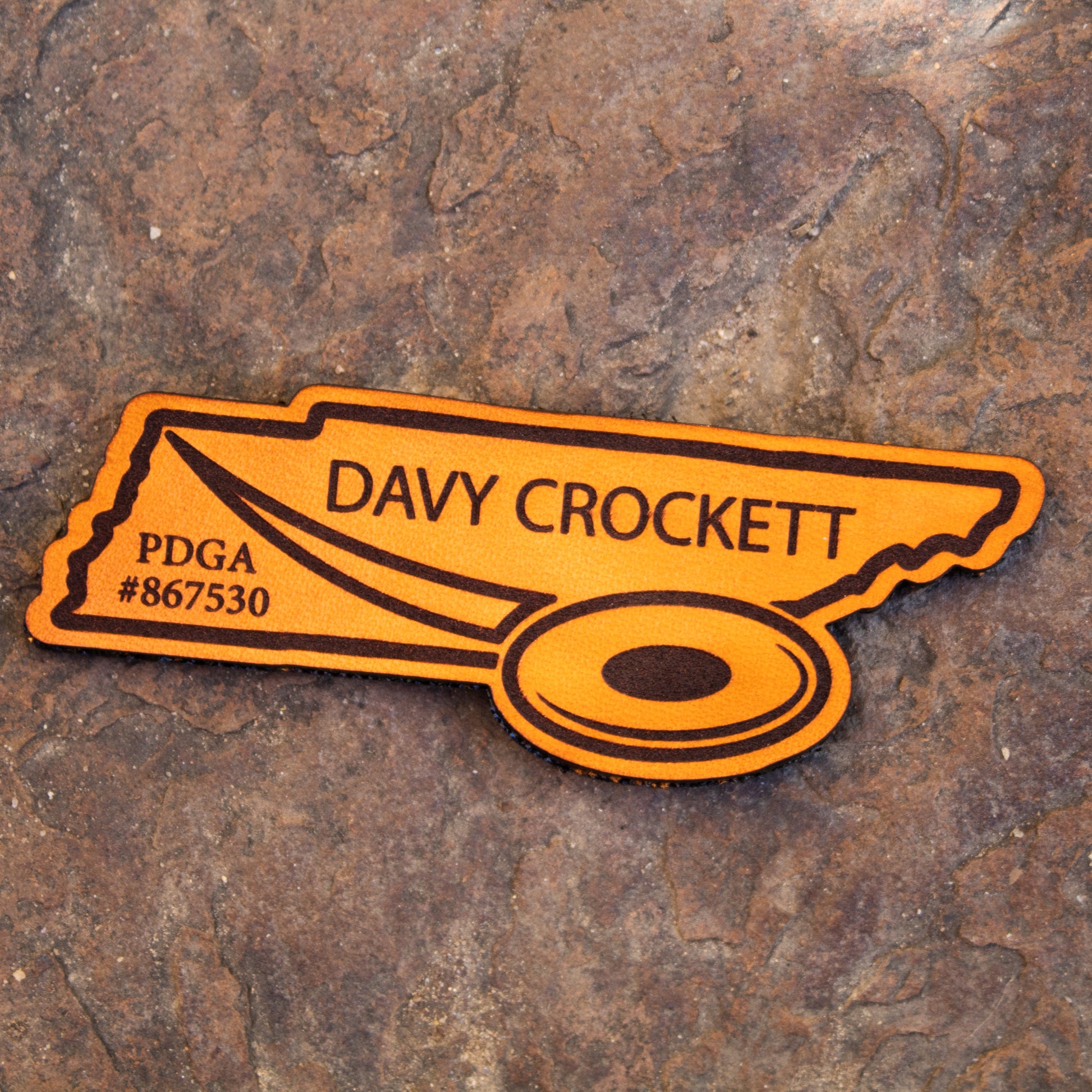 Engraved Leather State Disc Golf Patch - PDGA Player Badge